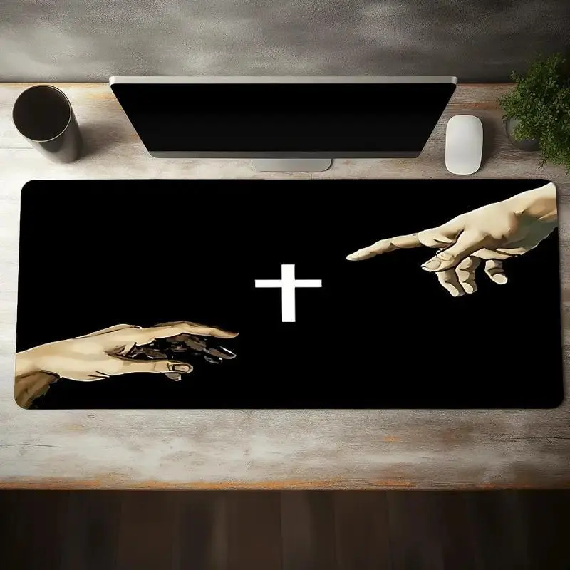 Large Saint Cross Mouse Pad - Anti-Slipping Rubber Base Rubber Desktop Mat, PC Accessories for PC, Gaming Setup, Office Desk
