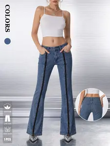 Women's High-Waisted Wide-Leg Jeans, Dual Zipper Design, Vintage Style, Casual Fit, Perfect for Daily Wear & Parties