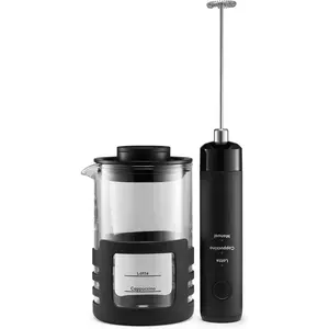 Frother, Rechargeable Handheld Milk Frother for Lattes, Cappuccinos & Iced Coffee, USB Cord Included, Microwave-Safe Frothing Cup, Hot & Cold Foam Maker