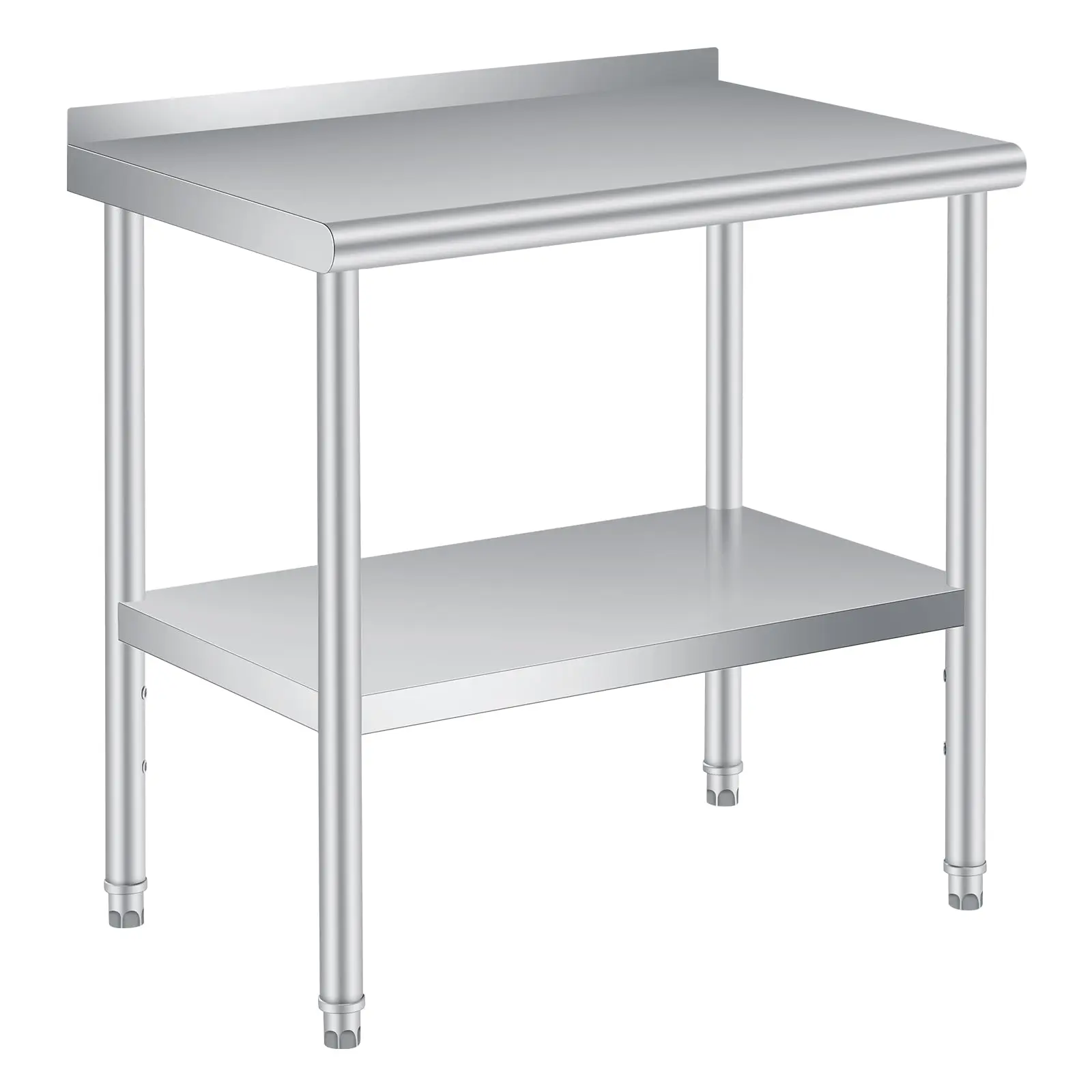 Garvee Stainless Steel Prep Table, 36 x 24 Inches, with Backsplash, Adjustable Undershelf and 4 Caster Wheels, Commercial Heavy Duty Table with Adjustable Under Shelf for Outdoor Use,Restaurants,Hotels,Works