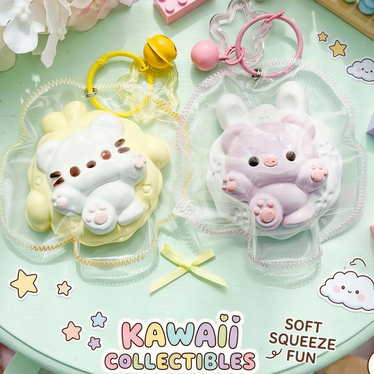 Kawaii Animals Swimming Ring Squishy Toy, Food Grade Silicone Squeeze Stress Relief, Cute Puppy Bear Pig Cat Sensory Fidget, Desk Decor Gift