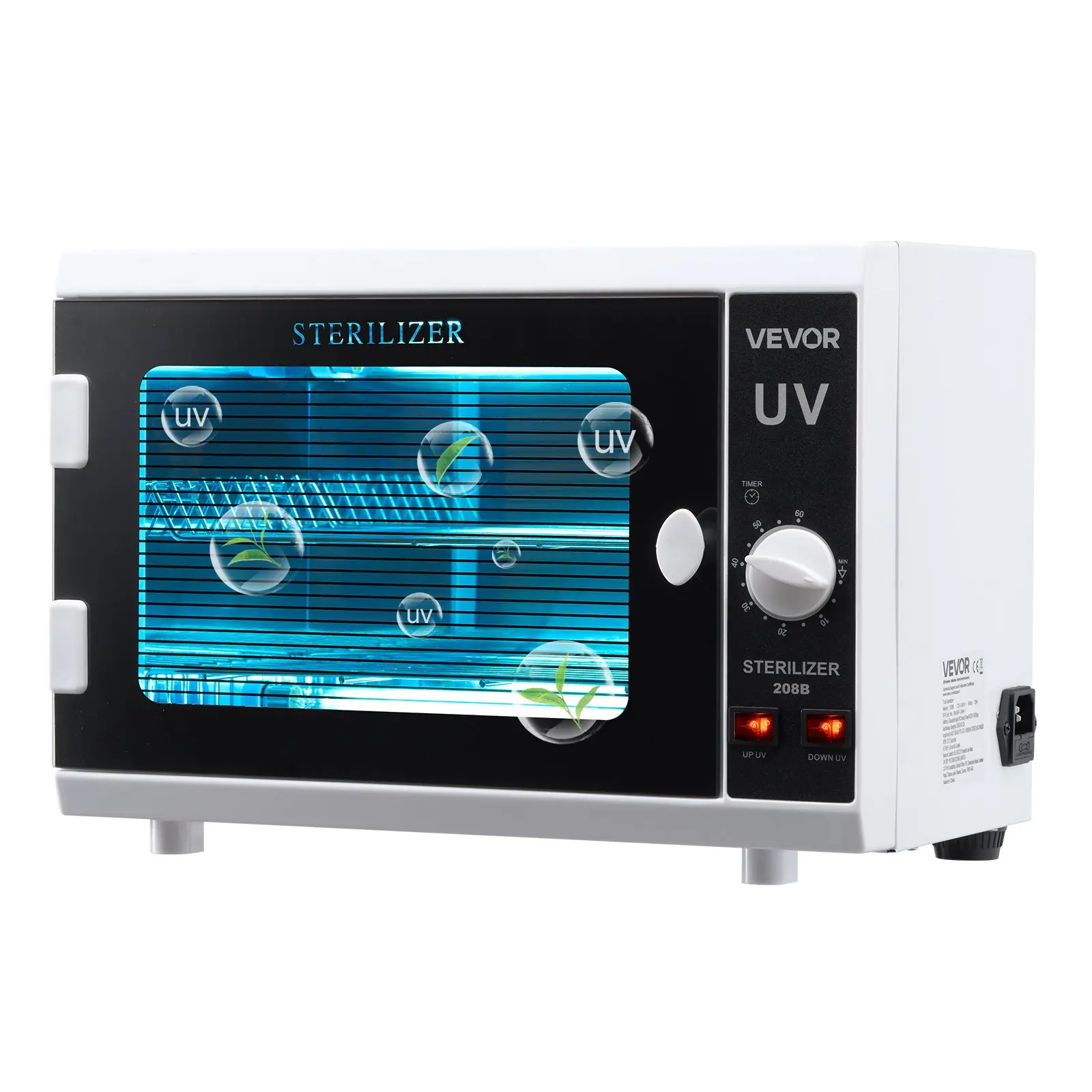 【Summerfinds】VEVOR Ultraviolet Nail Tool Sterilization Machine, 12L Large Size Cabinet Box, Knob Control, Timer Setting, Tempered Glass Door, 185nm Wavelength, for Beauty Salons, Labs
