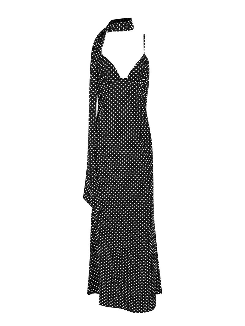 Women's Polka Dot Print Tie Shoulder Cami Dress, Fashion Casual Sleeveless Long Dress for Daily Outdoor Wear, Women Dress for Summer, Casual Summer Chic Womenswear, Casual Elegant Dress
