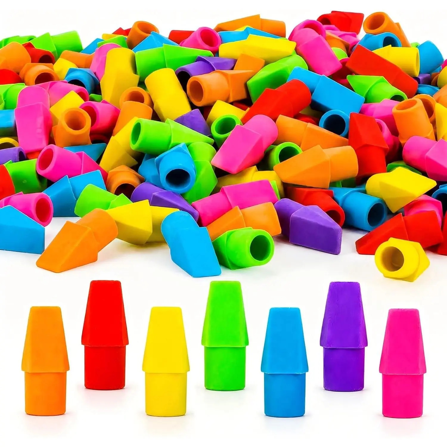 100 count  Erasers for Pencils in Bulk - Pencil Top Erasers for Decor