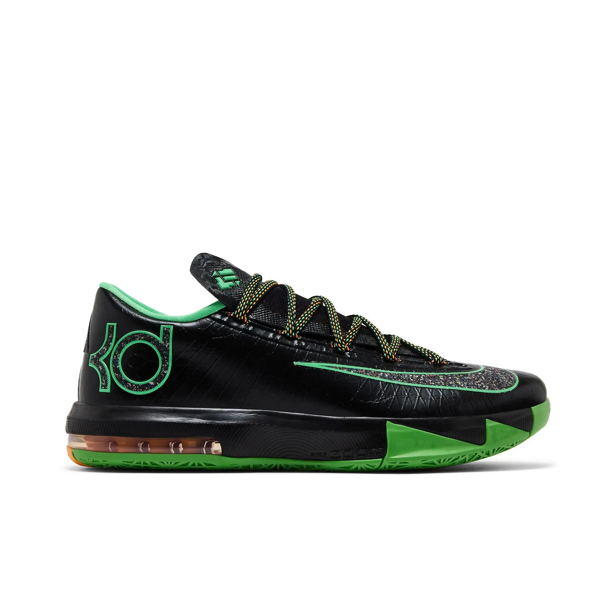 NIKE Unisex Wear KD 6 'Brazil' Basketball Shoes, Black/Multi-Color-Light Lucid Green, Style Code IH3582-001
