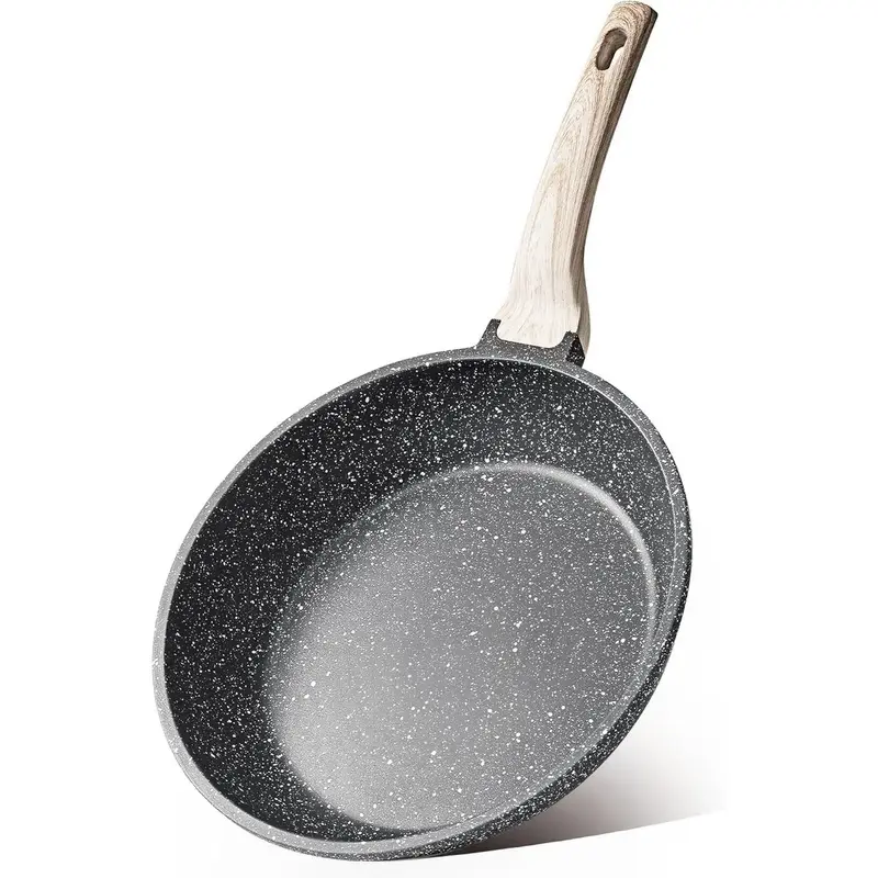 8 Inch Nonstick Granite Frying Pan, Non Toxic Stone Skillet with Cool Handle, PFOA Free, All Stovetop Compatible, Easy Clean Kitchen Cookware