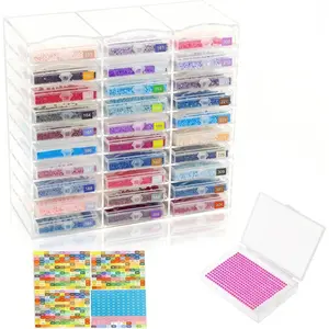 30 Diamond Painting Trays with Lids and Acrylic Rack, Diamond Art Bead Organizer Trays, 30-Grid Storage Tray Set for Diamond Painting Accessories