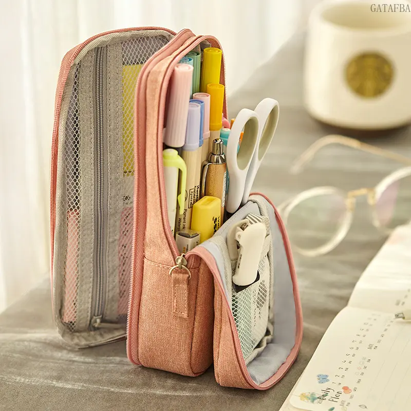 Large Capacity Standable Double-Layer Foldable Pencil Pouch - Dual-Opening Multi-Functional Stationery Bag for Middle & High School Students,back to school,back to school haul
