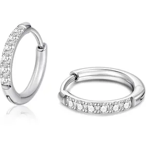 G23 Titanium Earrings Hoops ASTM F136 Implant Grade Titanium Small Huggie Earring  18g Cubic Zirconia Cartilage Hoops Stack Sets for Multiple   Women Men