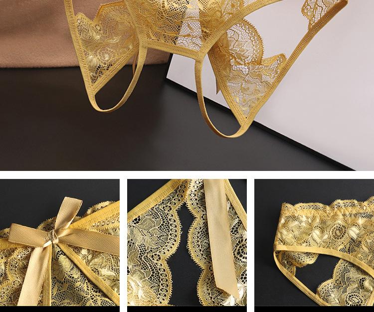 Sexy Women's Seamless Transparent Lace Low Waist Plus Size Crotchless Hollow Out Easy Wear Triangle Panties Womenswear Bridal