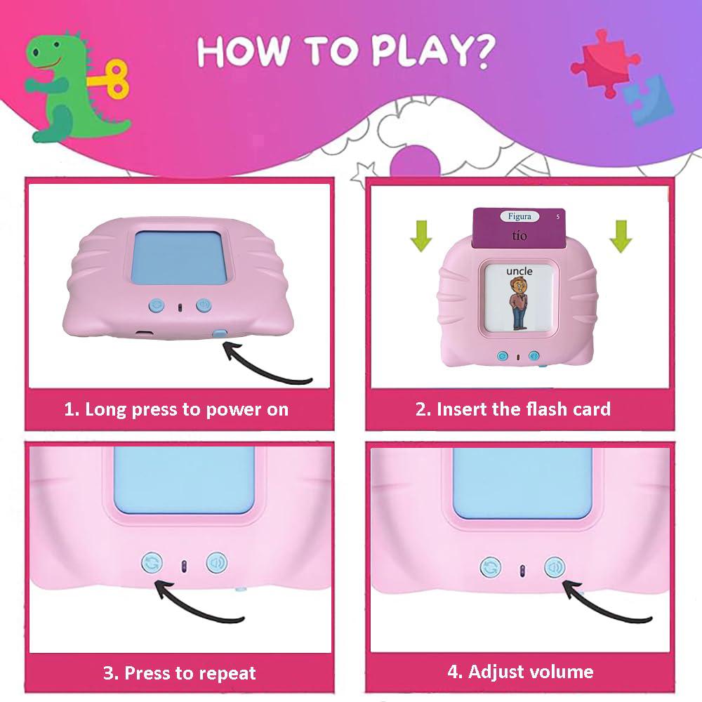 Spanish And English Talking Flash Card, Bilingual Instruction Cards, 1 Set Bilingual Learning Tool, Pocket Speech Training Tools, Educational Learning Tools for Boys & Girls Christmas Gift