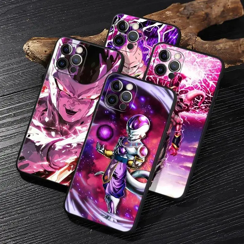 Dragon Ball Anime Custom Soft Phone Case for iPhone 17, 17 Pro Max, 16, 15, 14, 13, 12, 11 Pro Max, Air - Smartphone Handheld Devices Protection Cover (Frieza, Majin Buu Designs)