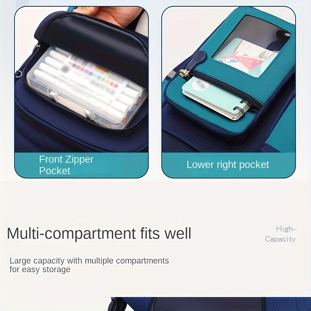 Cartoon Astronaut Backpack - Large Capacity, Adjustable Straps, Tablet Pocket, Ideal School & Commuting, Navy Blue with Colorful Space Design, Backpack School