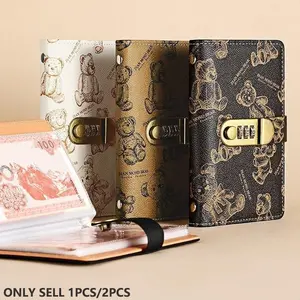 Bear Pattern Money Saving Wallet with Password Lock, A6 Cash Storage Album, Small Financial Management Binder, Budget Planners, Monthly Budget Planner, Savings Challenge Planner, Finance Checklist Organizer, Holds Up to 100 Photos