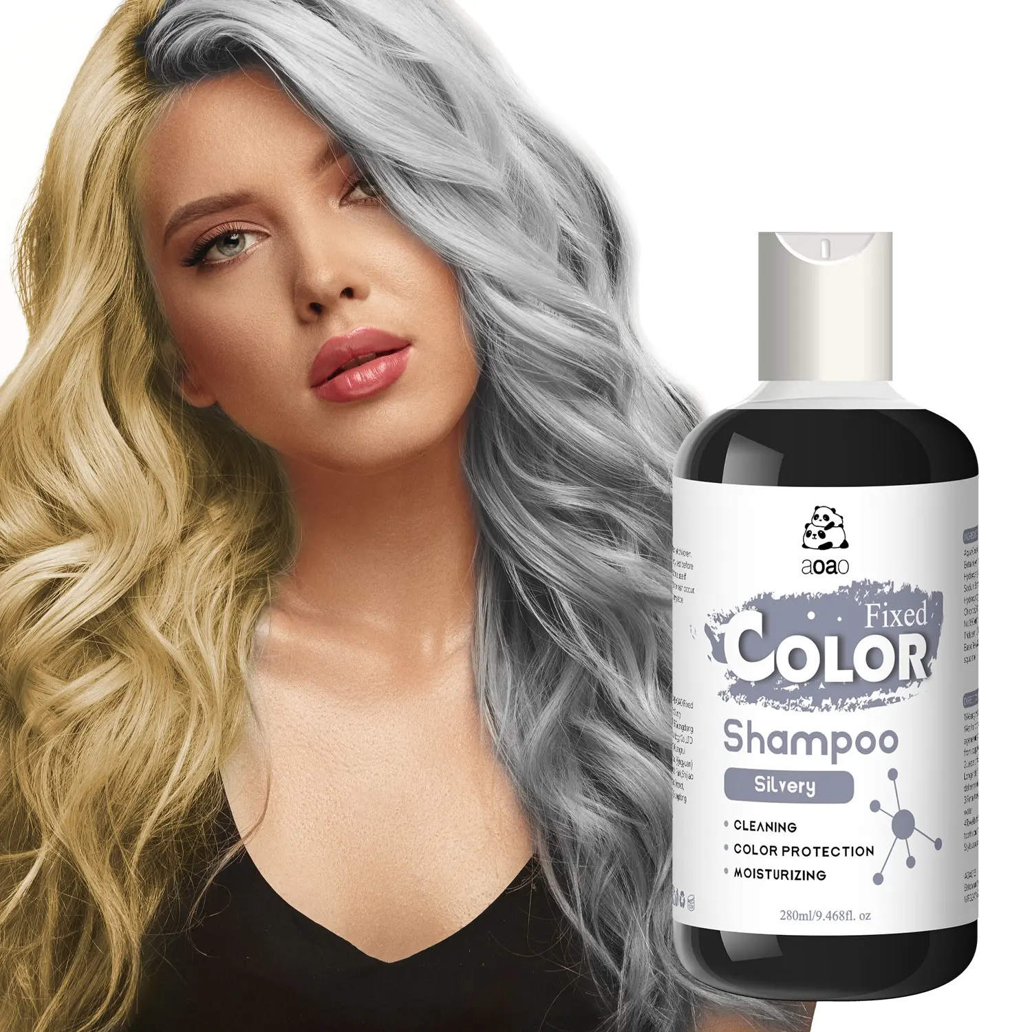 Silver Color Hair Dye Fixative Shampoo, Long-Lasting Color, Smooth Dry Anti-Fade, No Knots, 280ML, Liquid Form, Single Item