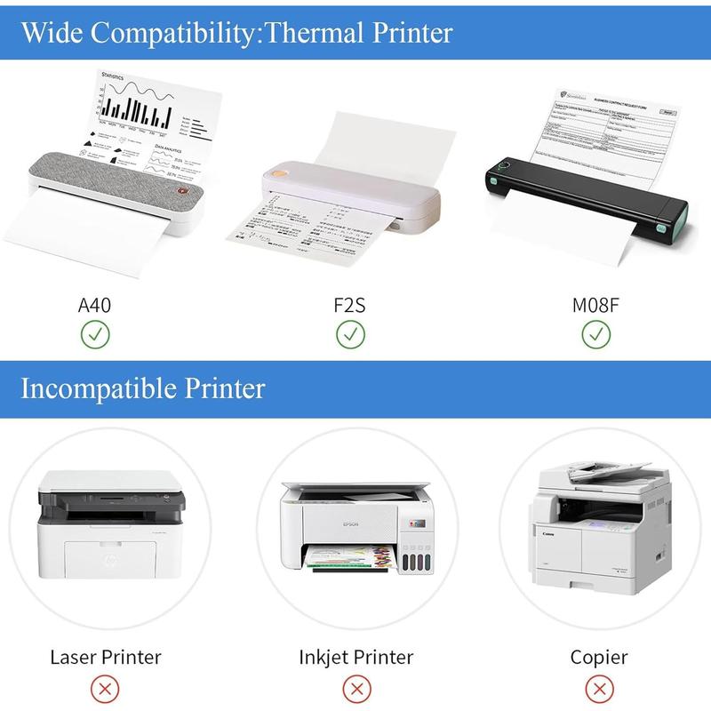200 Sheets Thermal Printer Paper 8.5 x 11 Inch,Lasting 3 , Letter Size Thermal Paper, Compatible with M08F/A40 Thermal Portable Printer, Folded, Continuous Folding