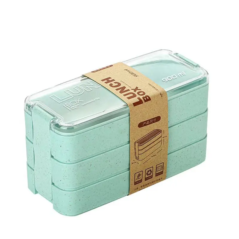 Leak-proof lockable microwaveable three-layer lunch box, suitable for office workers and students, large capacity, anti-contamination, easy to clean