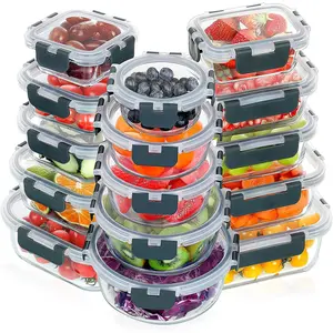 30 Pieces Glass Meal Prep Containers Set, Stackable Glass Food Storage Containers with Lunch Containers,for Microwave, Oven, Freezer &