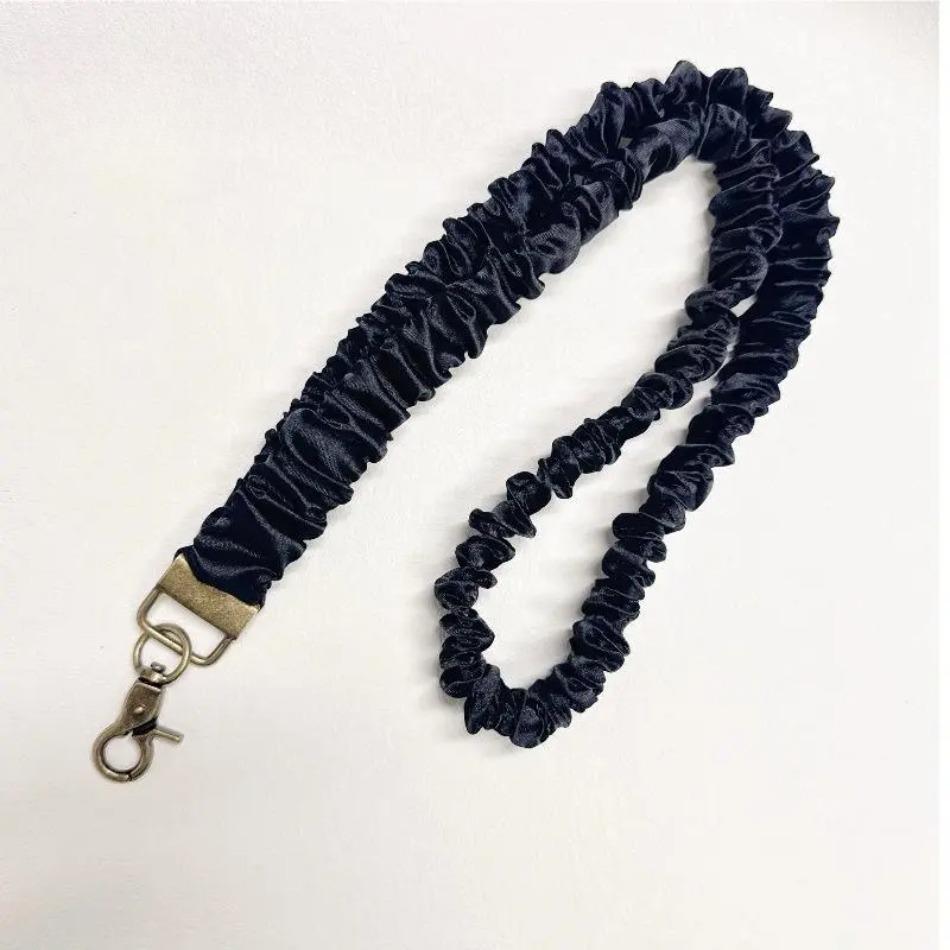 Stretchy Scrunchie Lanyard for ID Badges & Keys - Durable Lightweight Rotatable Metal Base & Sturdy Spring Clasp - Adjustable for Comfort - Perfect for Work Travel & Gym - Hypoallergenic Fabric