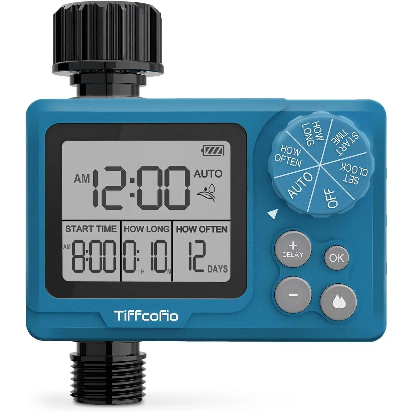 Sprinkler Timer Outdoor, Digital Programmable for Garden Hose, Irrigrtion Timer with Rain Delay and Manual Mode