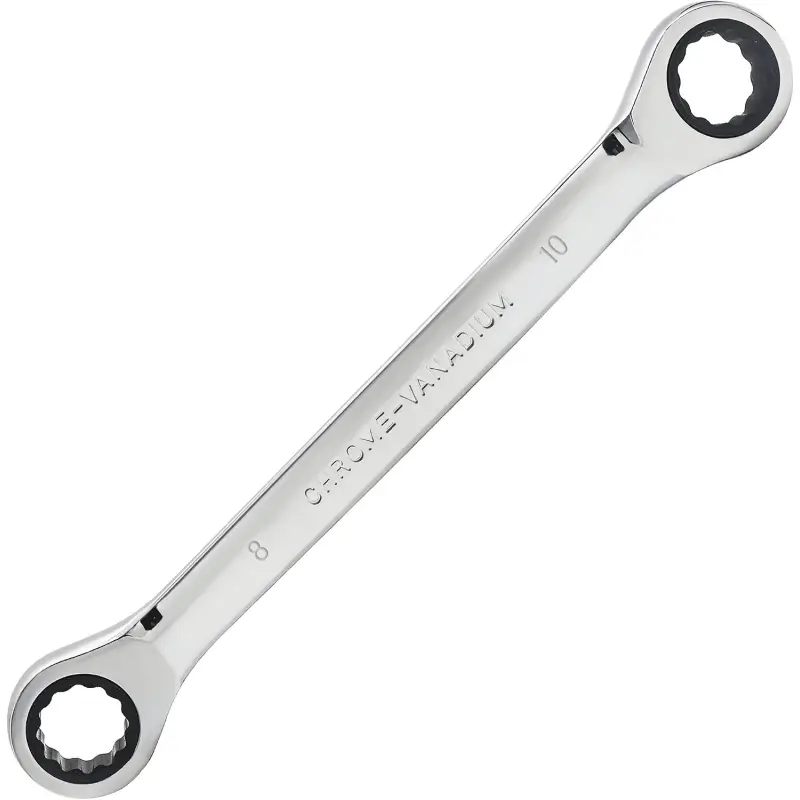 Double Box End Ratcheting Wrench 8mm x 10mm Metric 72 Teeth 12 Point Ratchet Gear Spanner Tools