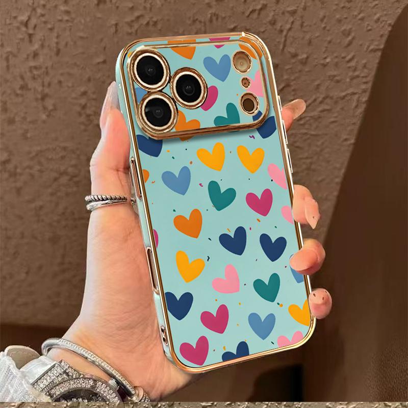 6D Electroplated Phone Case, TPU Soft Material. Full Screen Colorful Heart Character Pattern, Suitable for iPhone 17 Pro Max Phone Case 17 Air 16 Pro Max 16E 16Plus 15 Pro Max 15Plus 15 14 Pro 13 12 11 Phone Cases Shockproof Phone Case Jesus is King