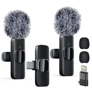 Wireless Lavalier Microphone for iPhone, iPad, Android, Camera, Computer, Laptop, Mini Mic with Rechargeable, Noise Cancellation, Auto Pairing, Ideal for Vlogging and Recording