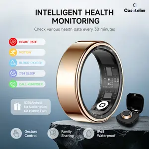 new Smart Ring for Women & Men, Health Tracker, Blood Oxygen & Heart Rate Monitor, Long Lasting Battery tracking Sleep , Waterproof Fitness Ring (Rose Gold,) Wearable fathersdaygift management  multi-sport mode