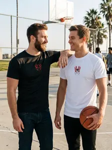Men's 2-Pack Spider Print Short Sleeve T-Shirts, Quick-Dry Breathable Stretch Sportswear, Basketball Fitness Daily Fashion