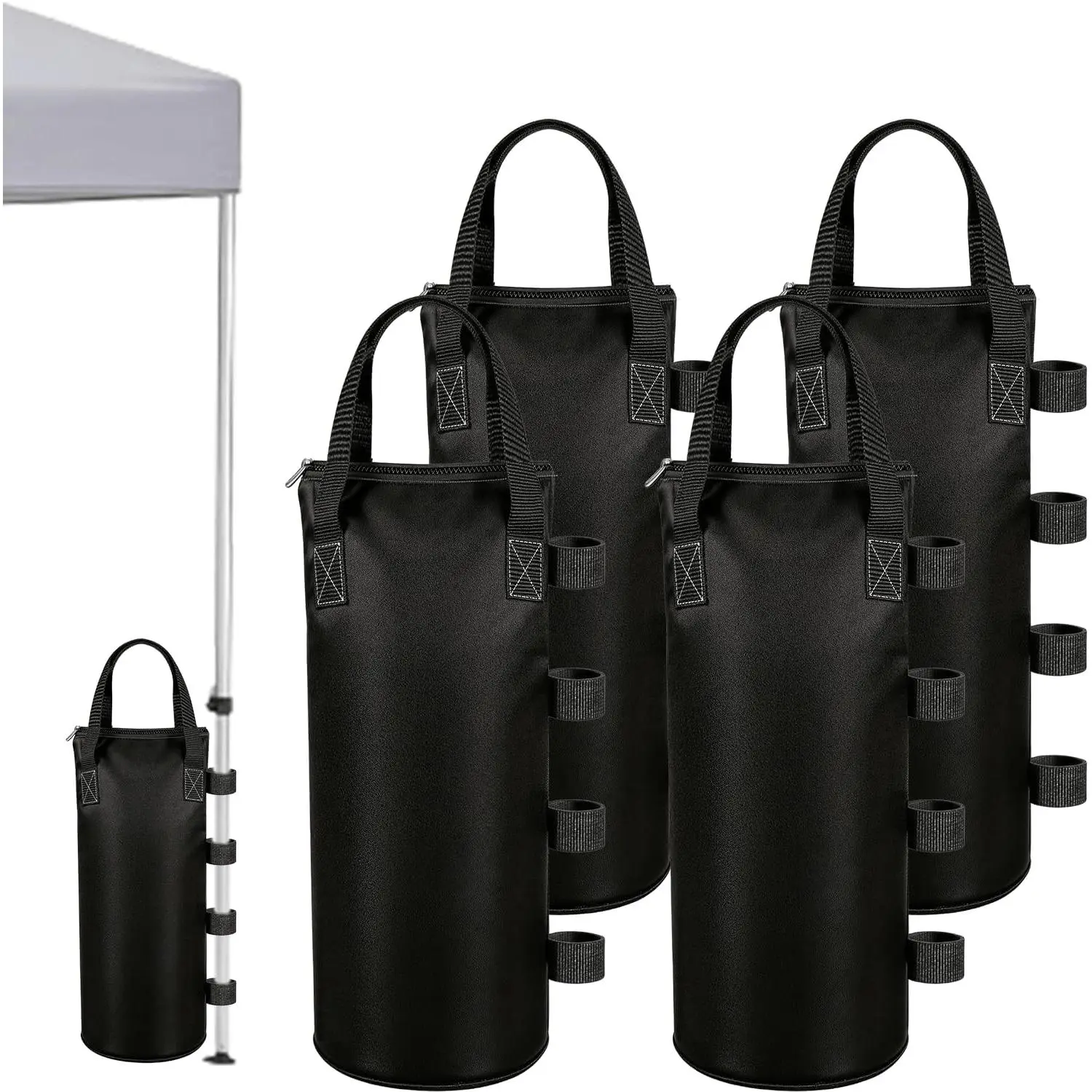 140 LBS Zipper Canopy Weight Bags, Heavy Duty Sand Bags for  Canopy Tent Gazebo Pergola Patio Umbrella, 19 x 8 Inches Tent Weights Set of 4, Canopy Accessories for Outdoor Stability (Black)