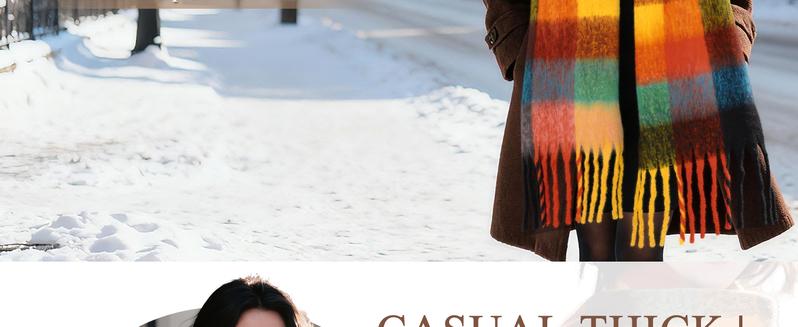 Womens Winter Scarf Chunky Plaid Thick Blanket Scarf Big Coloured Warm Shawl Wrap