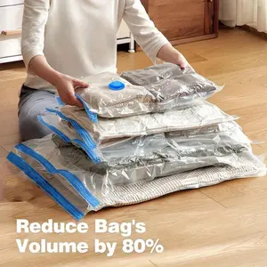 7-Piece Vacuum Compression Bags Set with Portable Manual Pump, Travel Storage, Large Medium Small Sizes, Thick Material, Travel Essentials