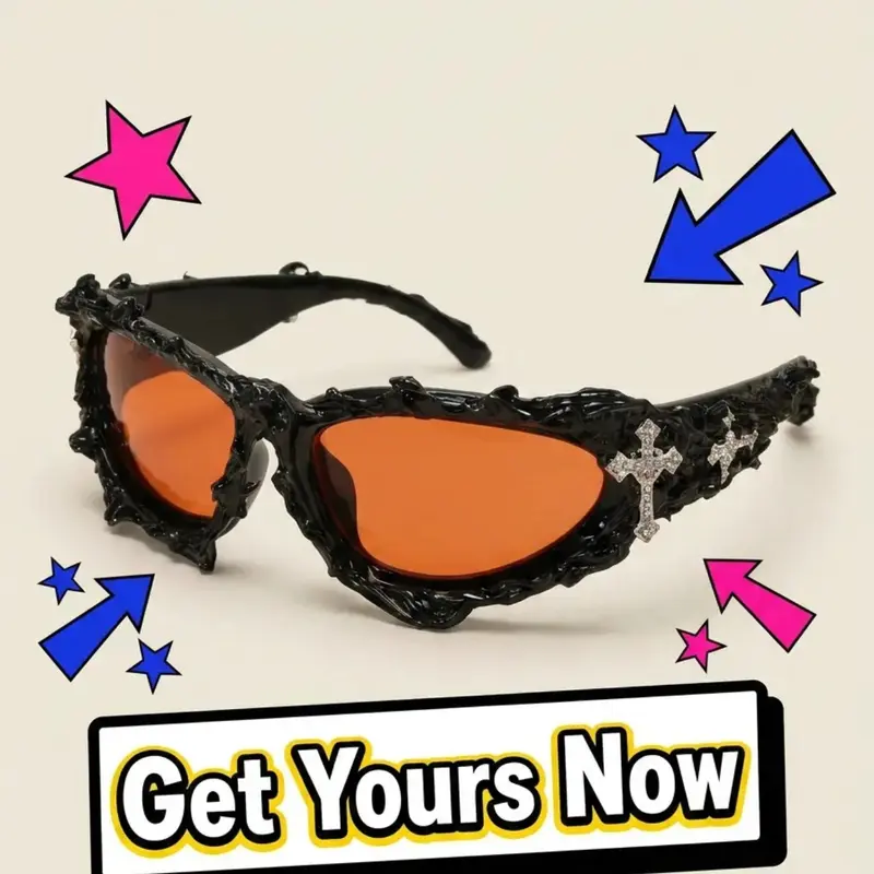 Halloween Decorative Party Supply Shark Tooth Glasses Frame, Retro Bohemian Style, High-Quality Metal Accessories, All-Season Fashion Eyewear, Festive Party Accessory