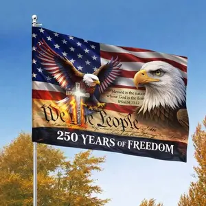 250 Years Of Freedom USA House Garden Flag, 1776 2026 Eagle Betsy Ross Grommet Flag, American History Patriotic Banner Outdoor, Wall Decor