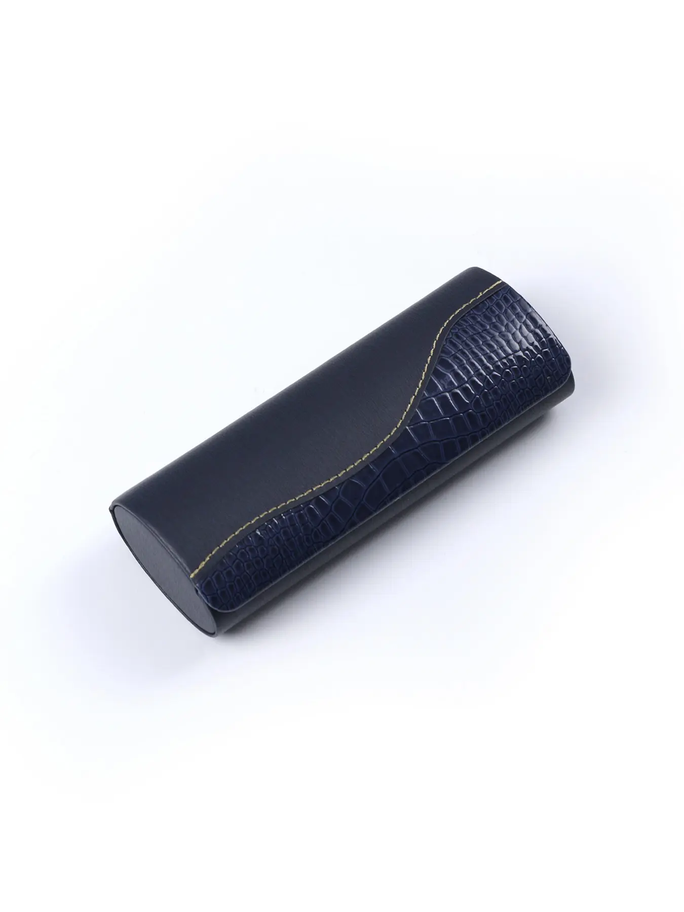 Dual Color Crocodile Texture PU Eyewear Case, Magnetic Closure, Curved Seam Design, Portable Sunglasses & Optical Lens Holder
