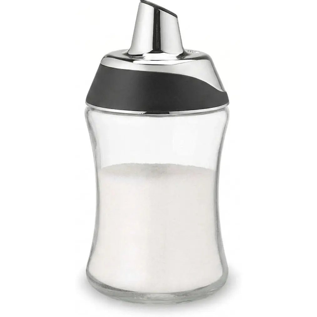 Glass Sugar Dispenser with Pour Spout for Coffee Bar, Tea and Kitchen Baking, Auto-Pouring Airtight Lid - 7.5 Oz Container