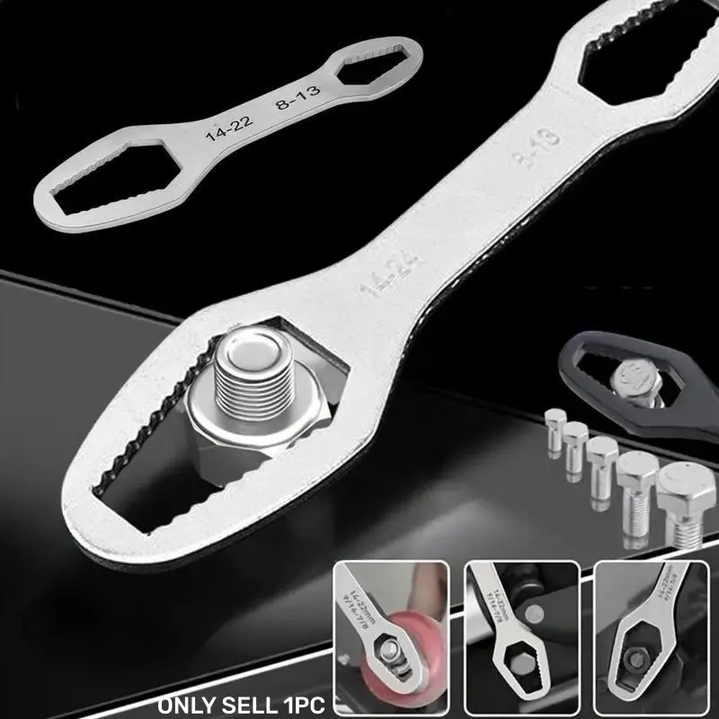 Universal Torx Wrench, 8-22mm Double Head Torx Wrench, Adjustable Socket Wrench, Anti-slip Multipurpose Wrench, Multifunctional Wrench for Most Nuts and Bolts Repair (1 Count)