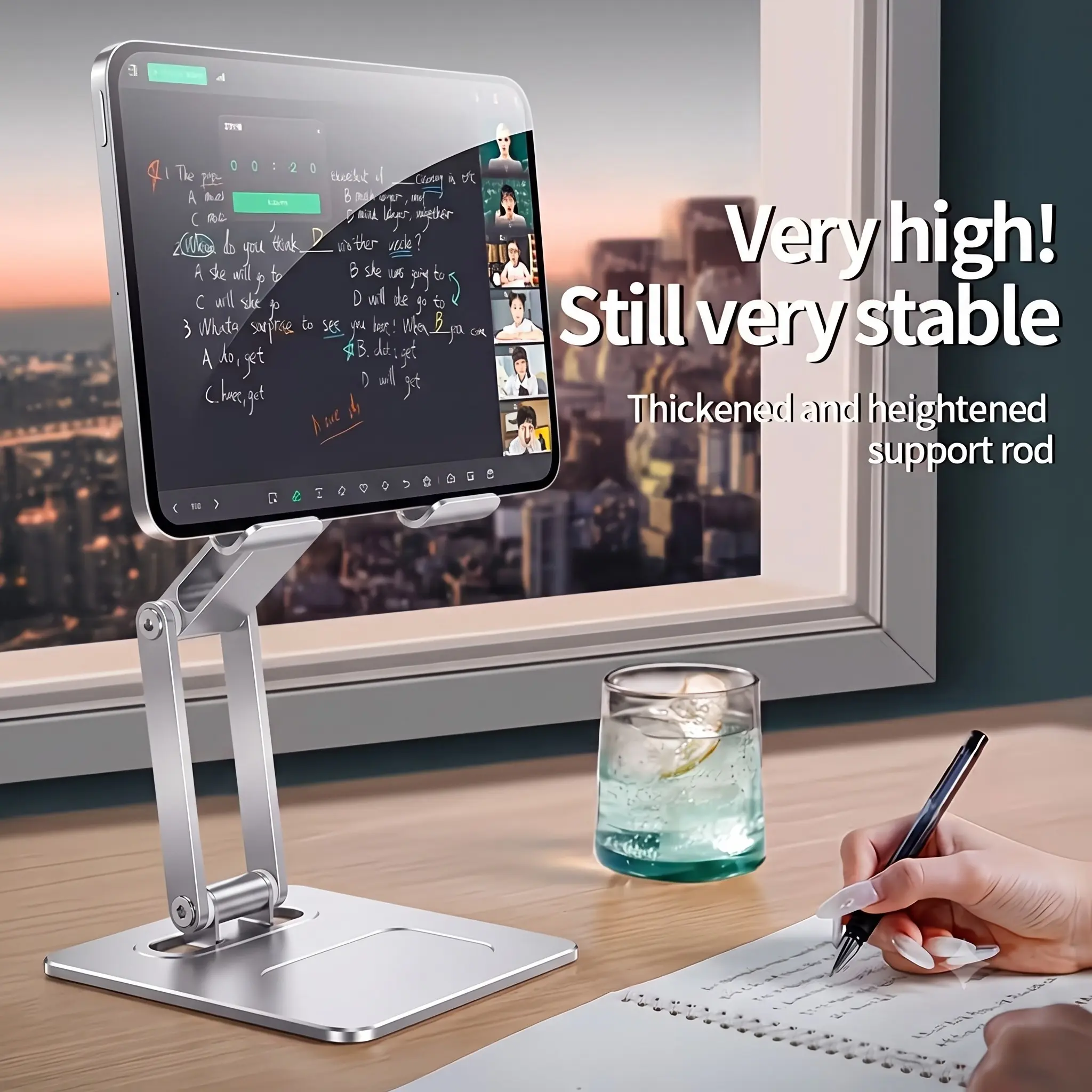 Adjustable Phone Stand, Tablet Holder, iPad Mount, Desktop Support, Foldable, Portable, Stable, Non-Slip, Multi-Angle, Metal, Aluminum Alloy