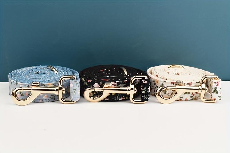 Custom Floral Bow Pet Collar Lead Rope Adjustable Safety And Quick Release Buckle Breathable Polyester Pet Collar Comfort Safety Dog Collar