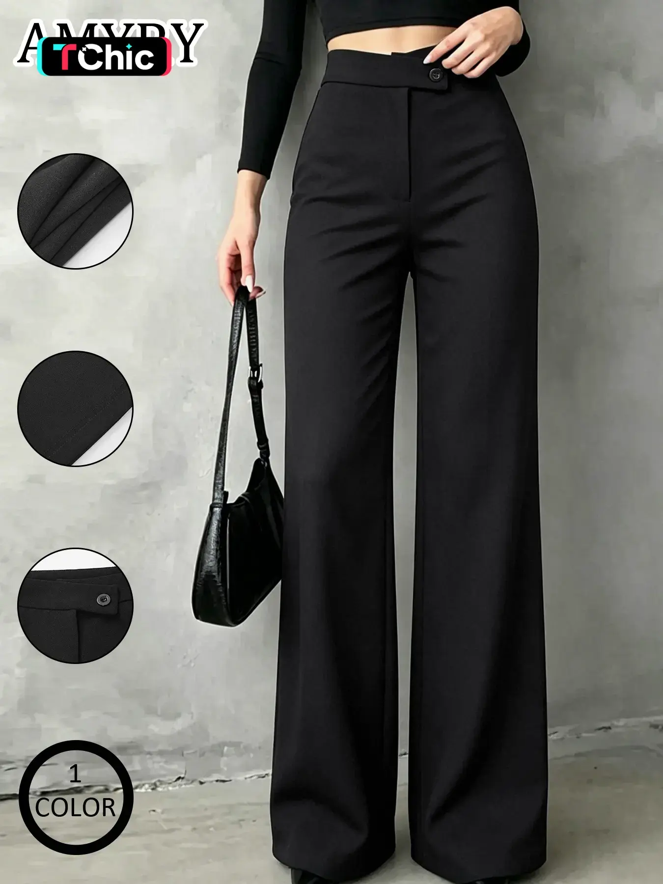 2026 Fall European Style Buttoned Wide Leg Suit Pants, High Waist Sexy Long Pants, Casual Patchwork Design, Women's Fashion