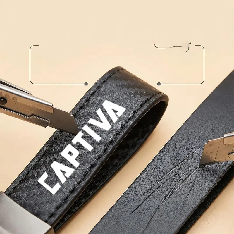 Chevrolet Captiva Keychain, Carbon Fiber Texture PU Leather, Metal Key Ring, Durable, Wear-Resistant, Scratch-Proof, Fashionable Car Accessories, Stylish Keychain