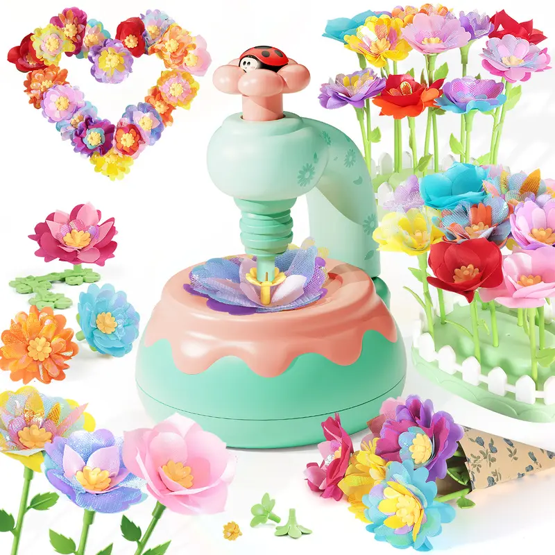 DIY Handmade Flower Pressing Machine for Kids Ages 3+, Fabric Bouquet Assembly & Insertion, High Creativity, Perfect Gift for Children, DIY Handmade Craft