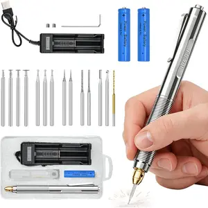 Mini Electric Engraving Pen,Double Recharge  3.7V Carving Tool Kit, 37000RPM Low Noise,21 PCS Accessories for  Stone  Paper DIY Crafts