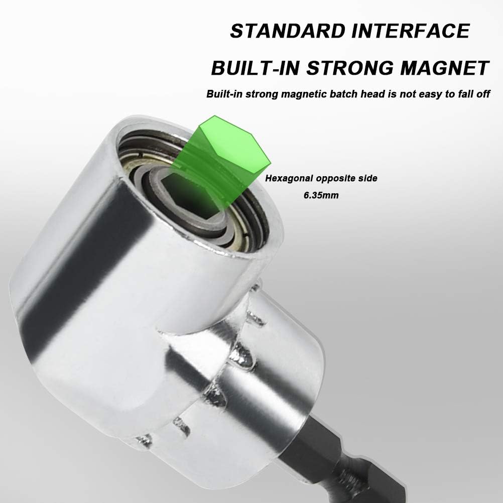 8Pcs 1/4" 3/8" 1/2" Cr-V Hex Shank Impact Grade Socket Adapter Extension Set & 105° Right Angle Drill Bit Adapter Attachment 1/4" Drive 6mm Hex Magnetic Bit Socket Screwdriver Holder Adaptor