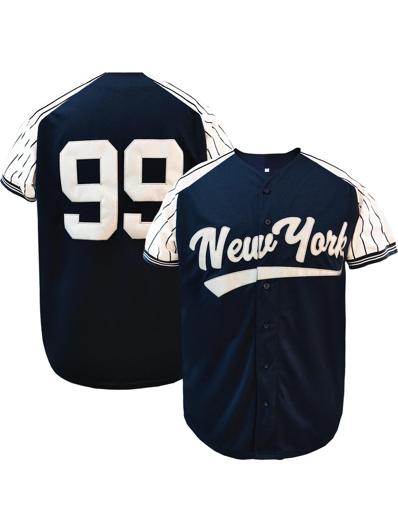 Men's#99 Letter & Number Embroidered Baseball Jersey, Casual Breathable Short Sleeve Baseball Top forTraining Competition Party, Unisex Sportswear for Spring & Fall, Jersey Shirts, Apparel Jersey, Mens Clothing, Jersey Tops, Athletic Training Apparel