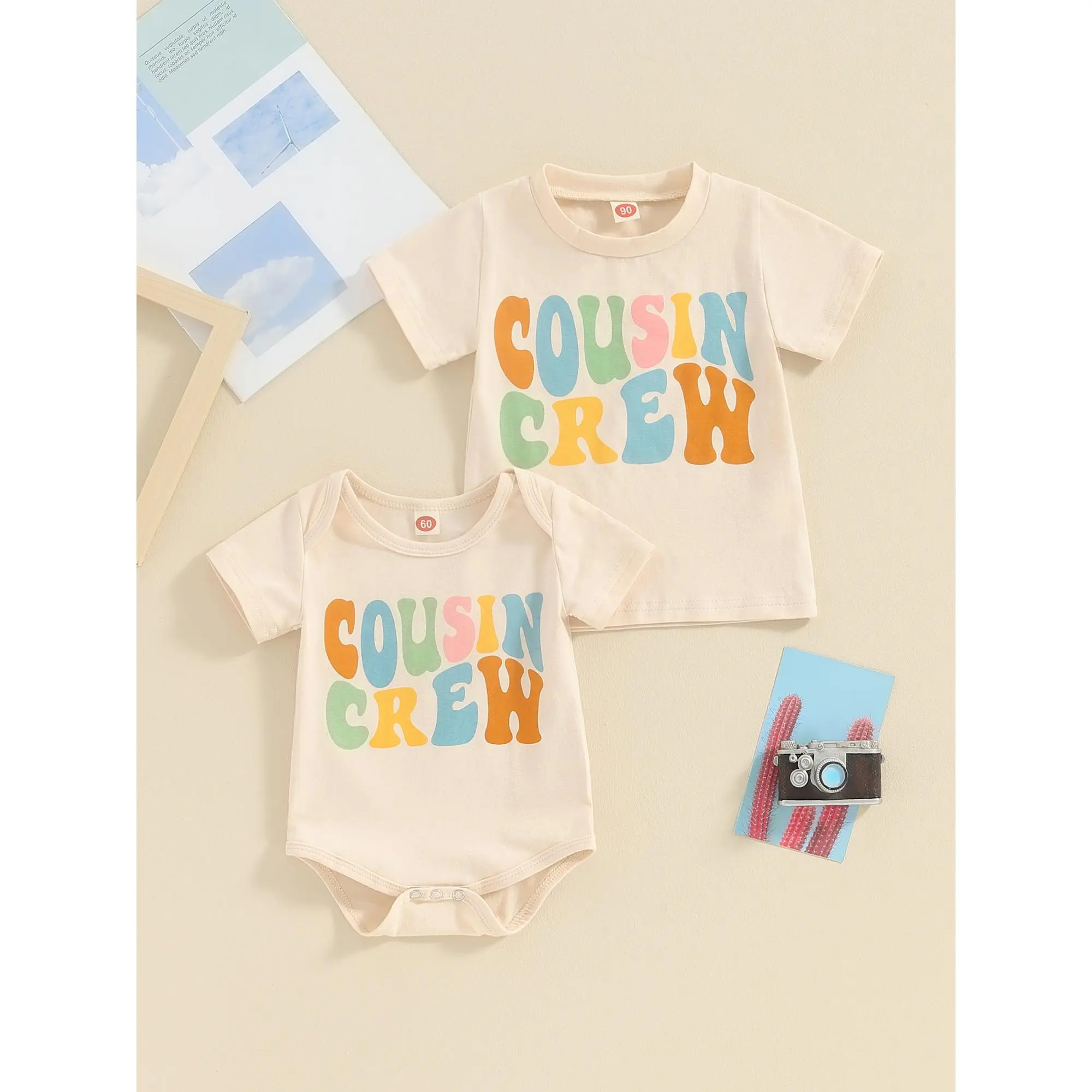 Girls and Boys Summer Tops Casual Round Neck Short Sleeve Letter Print T-Shirt Toddler Kids Summer Clothes Outfits