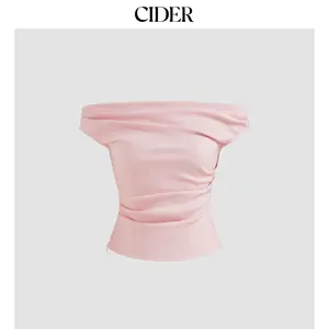 Cider Off-shoulder Ruched Zipper Crop Top SummerWins SummerFinds