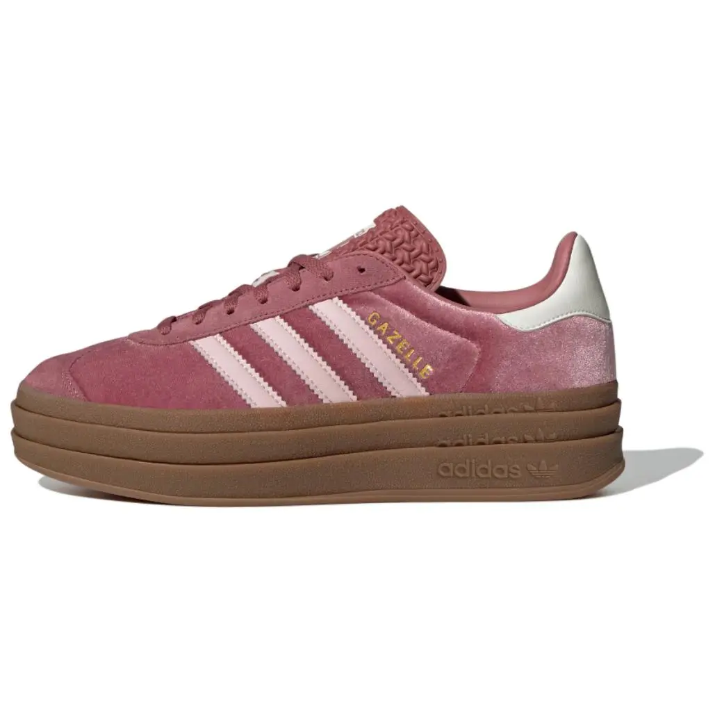 Women's Adidas Originals Gazelle Bold Velvet Pink Low-Top Casual Sneakers - Comfortable, Versatile Trending Shoes; House White Official Pair with Maison Mihara Verification, Credentials & Global Authentication Support