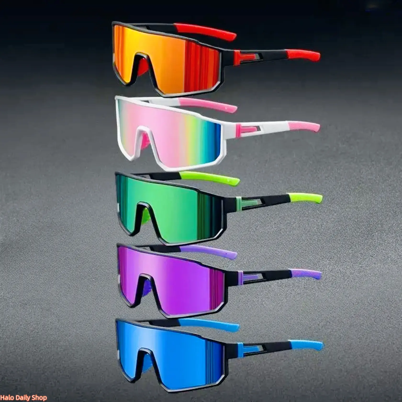 Men's Oversize Frame Sport Eyewear with Polarized Lenses - Lightweight Windproof Wrap Design for Sun Protection