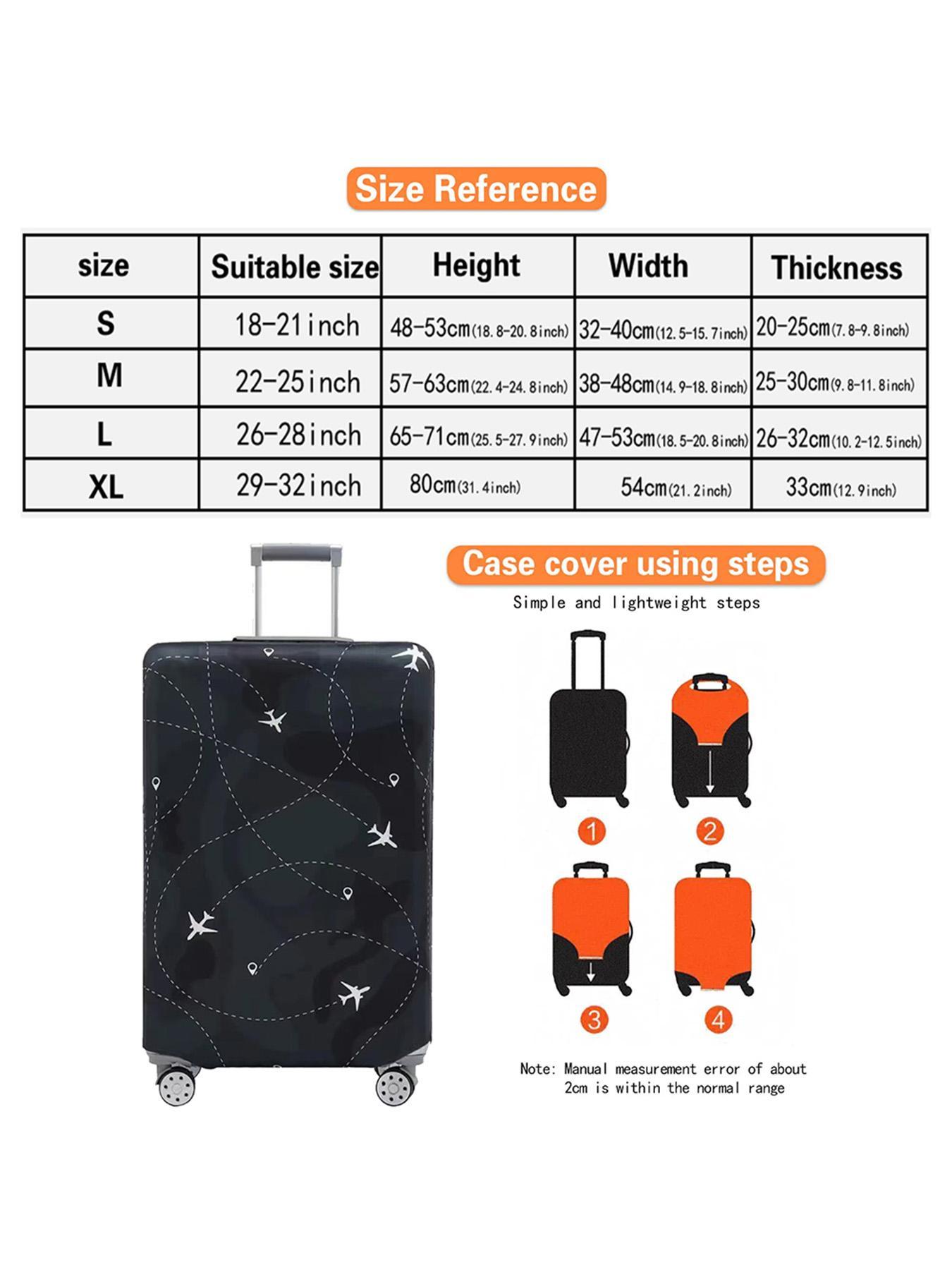 Floral & Letter Pattern Luggage Cover, Stretch Luggage Protector, Baggage Dust Case Cover, Travel Organizer for 18-32 Inch Suitcase